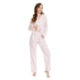 thumbnail image 6 of GLOBAL Womens Cotton Pajama Sets Long Sleeve Button Down Sleepwear Comfy Loungewear Soft Pjs Set Elegant Blush Floral L, 6 of 7