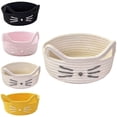 thumbnail image 2 of JoyMoreHome Small Storage Cute Cat Cotton Rope Woven Basket, Blanket Basket Organizer With Ears Toy Storage Bin Box, 2 of 7