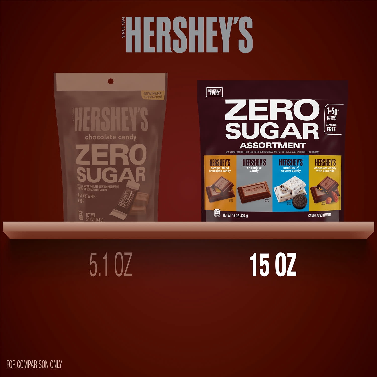 Hershey's Zero Sugar Assorted Candy Bag, 15 oz