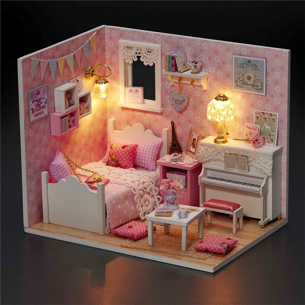 Details about   DIY Miniature Dollhouse Furniture Model Kits Wooden Doll House Kids Gift Toy 
