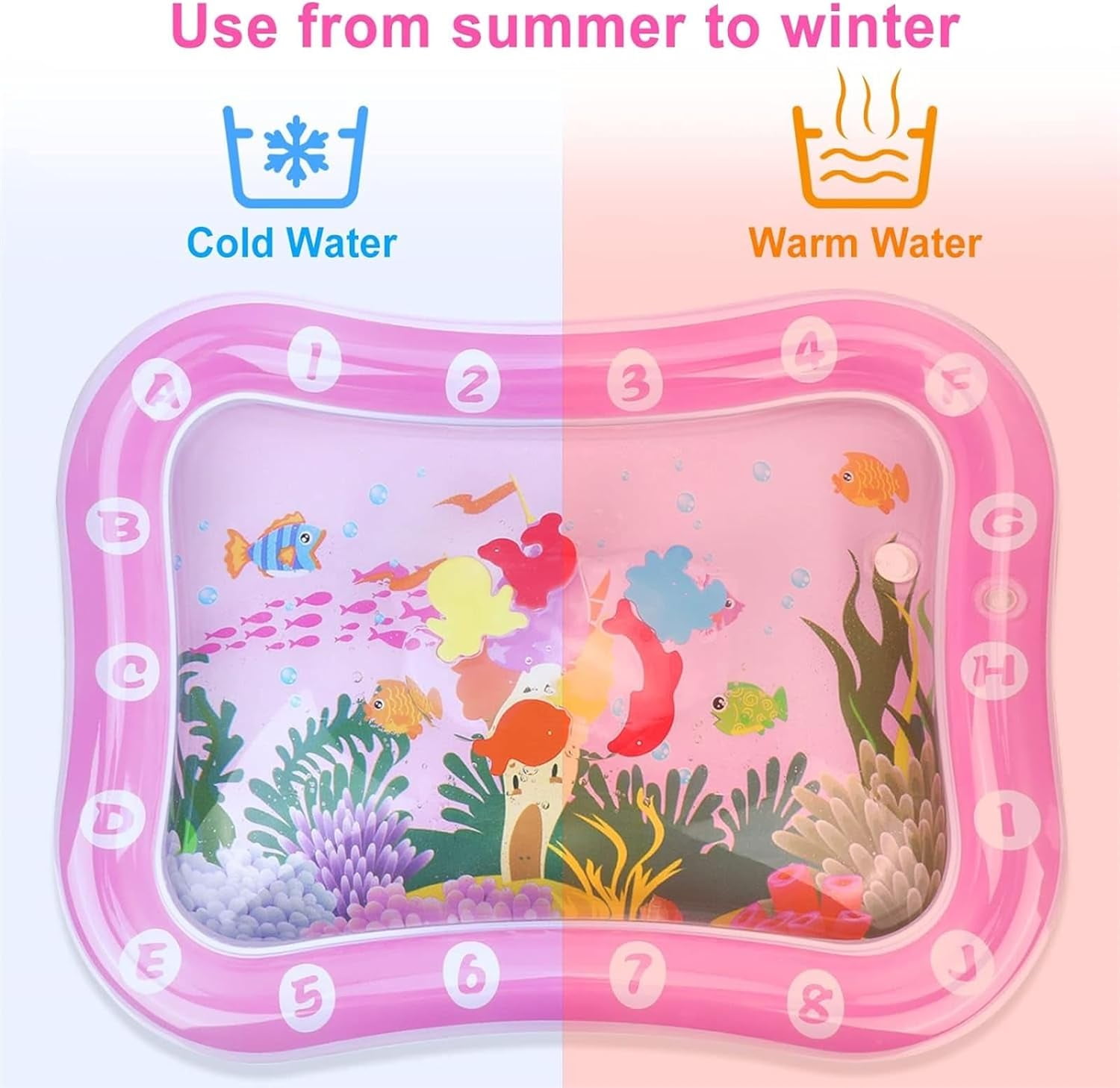 Pet Water Sensory Mat - 2024 New Cat Water Play Mat Indoor Interactive, Baby Tummy Time Water Play Mat, Inflatable Water Squishy Pad Playmat Pool Activity Toy Cat Splash Play Cooling Mat with Fish