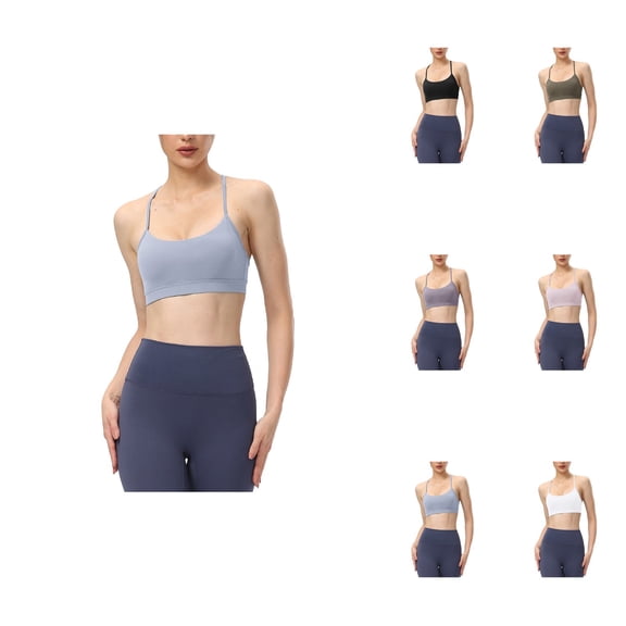 Sports Bra Comfortable Bras for Women Y-Back Padded Sports Bra for Women Racerback Low Impact Workout Yoga Top with Spaghetti Thin Straps