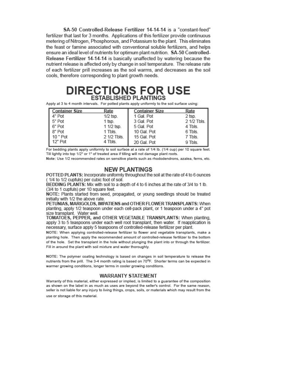 Controlled Release Fertilizer 14-14-14 - Feeds Plants Up To 3 Months - 5 lb Bag by Southern Ag