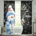 thumbnail image 3 of Christmas Snowman Semi Sheer Curtains 84 Inch Length 2 Panels Set,Xmas Birds Winter Snowflake Classic Black Sheer Kitchen Curtain Voile Window Curtain for Living Room Bedroom Rod Pocket Drapes, 3 of 7
