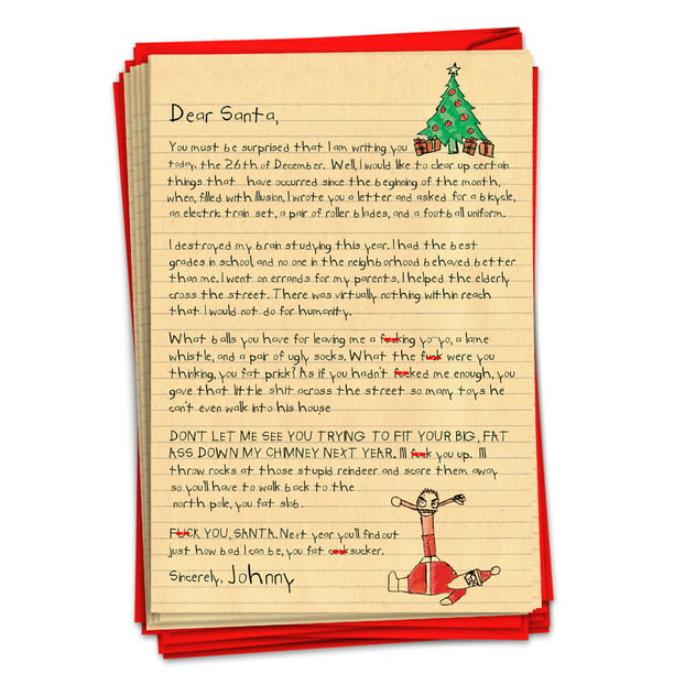 12 Funny Christmas Cards Pack (1 Design, 12 Cards) - Dear Santa Holiday  B1087 