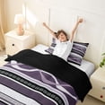 thumbnail image 3 of jejeloiu Mystic Striped Twin Duvet Cover,Dark Print Twin Bedding For Boys,Purple Black,Black Reversible,2-Piece,1 Duvet Cover and 1 Pillowcase, 3 of 6
