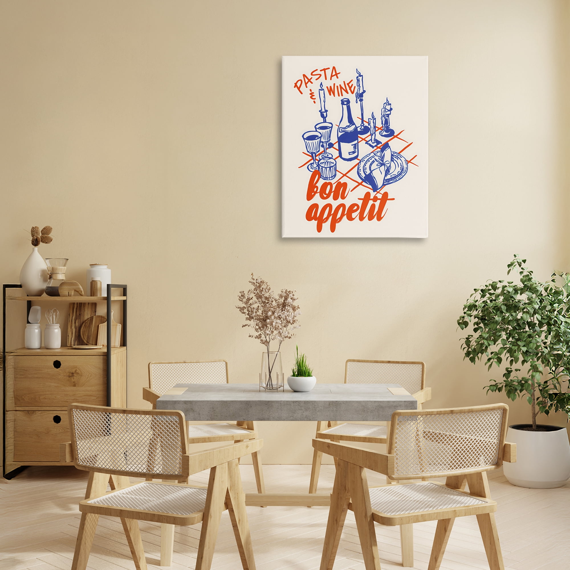 Stupell Industries Pasta & Wine Bon Appetit Canvas Wall Art, design by The Prints Vibe