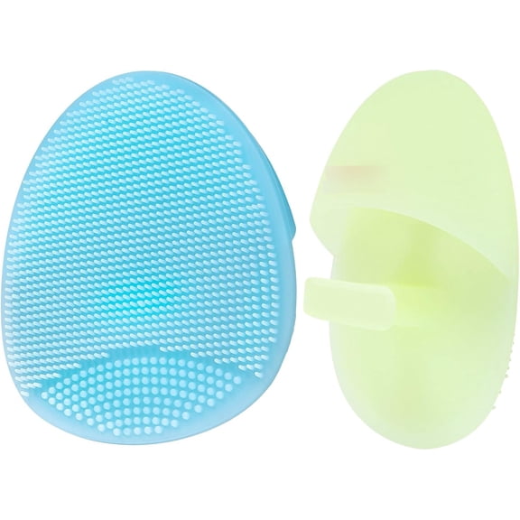 CZQ Soft Silicone Facial Cleansing Brush， Manual Face Scrubber Exfoliating Massage Scrub Acne Blackheads Remove Handheld Pads for Sensitive, Delicate(Pack of 2)