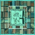 thumbnail image 1 of Ahgly Company Indoor Square Southwestern Turquoise Blue Country Area Rugs, 4' Square, 1 of 4