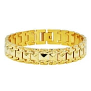 Arista Men's Classic Pyramid Link Bracelet in Yellow Gold Plated Stainless Steel, 8.5"