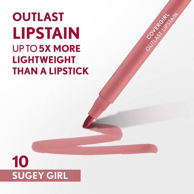 2 pack) Covergirl Outlast Lipstain, 10 Sugey Girl, Pink