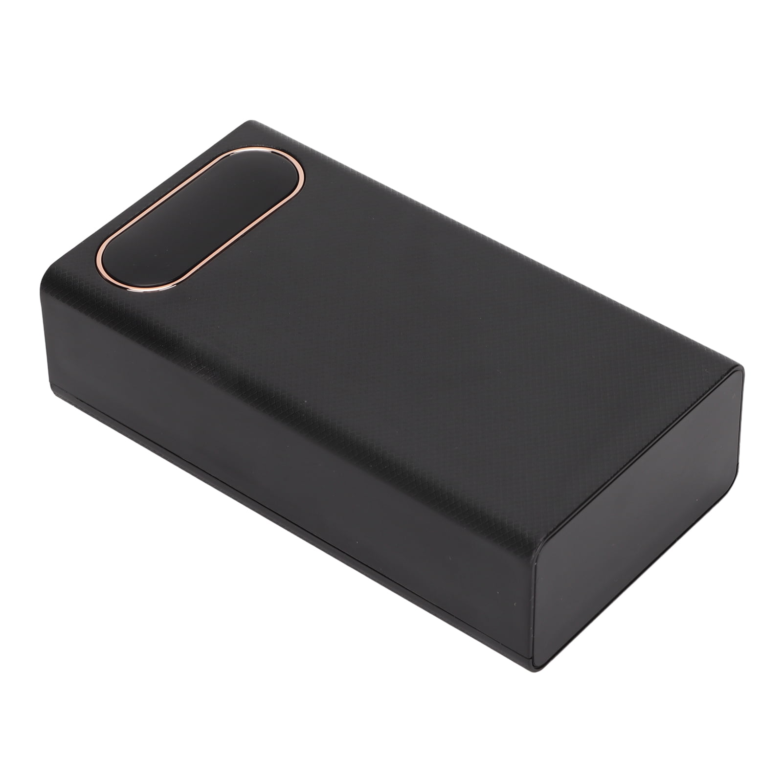 Input Output Battery Charger, LCD Screen Multi Usages DIY Power Bank Case Portable 12 Batteries with 2 LED Lights for Mobile Phone Black