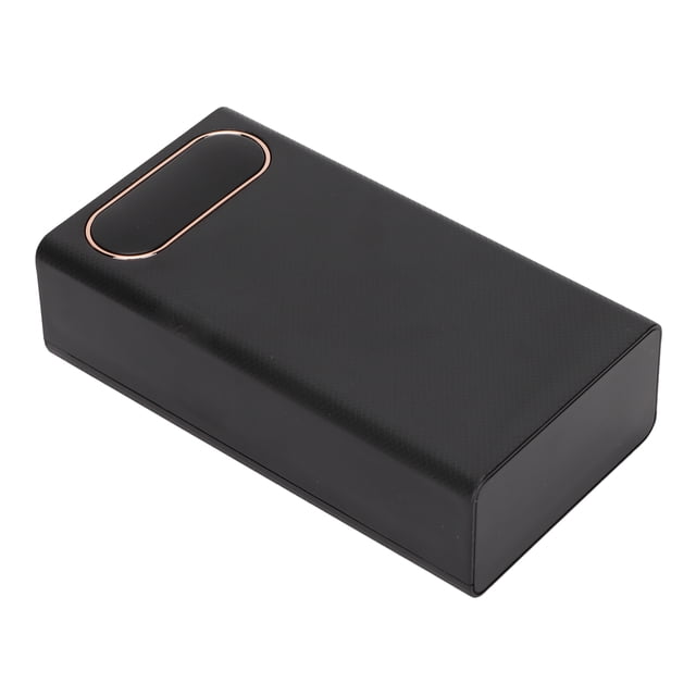 Input Output Battery Charger, LCD Screen Multi Usages DIY Power Bank Case Portable 12 Batteries with 2 LED Lights for Mobile Phone Black