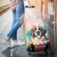 thumbnail image 3 of Happy Easter Saint Bernard with Bunny Ear Headband and Flowers Travel Luggage Cover St Dog Lover Suitcase Dust Protective Decor - 13001, 3 of 5