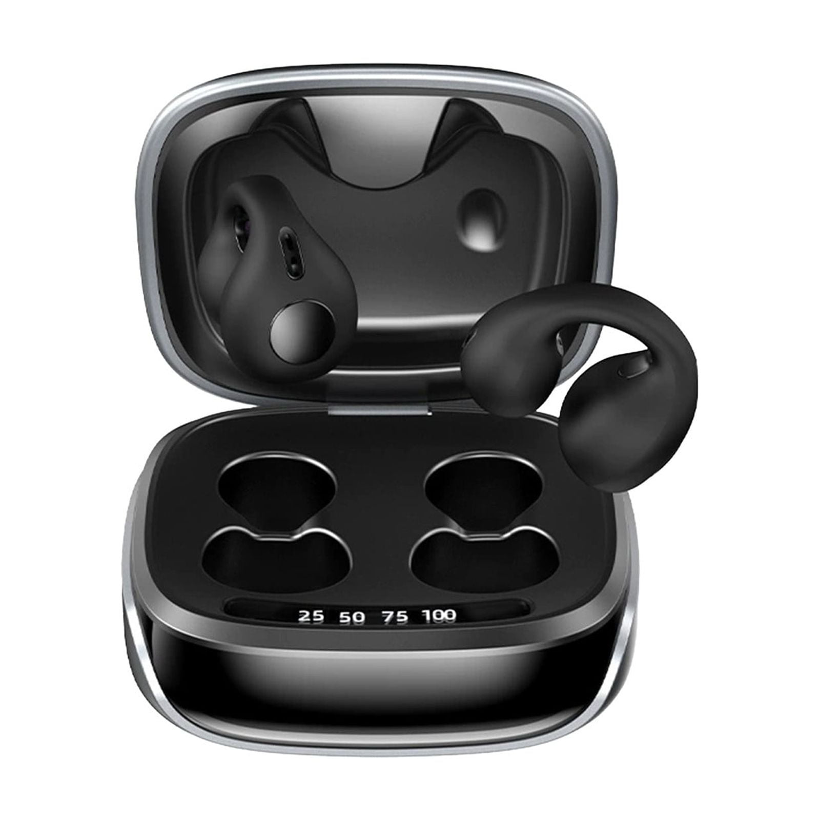Lunxisen 3 Pcs Clip On Bluetooth Earpiece Bone Conduction LED Display Long Battery Life for Music Calls Workout Running