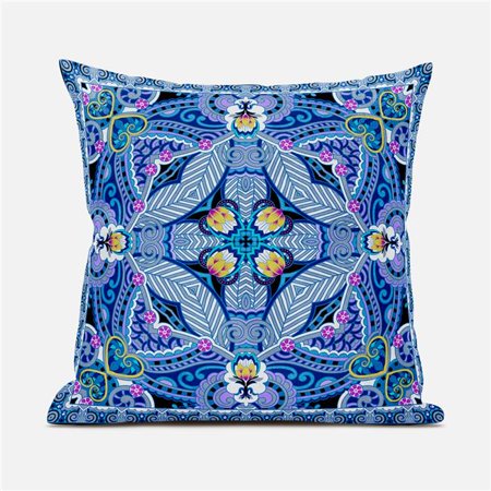 

Amrita Sen Designs CAPL1023FSDS-BL-18x18 18 x 18 in. Lotus Garden Suede Blown & Closed Pillow - Blue White & Yellow