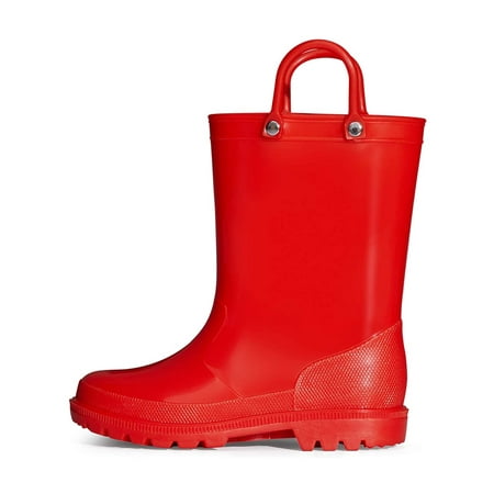 

K KomForme Little Big Kids Rain Boots Boys Girls Red Solid Boots Size 1