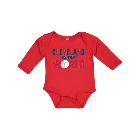 

Inktastic Cleveland Vs. the World Blue and Red with Baseball Gift Baby Boy or Baby Girl Long Sleeve Bodysuit