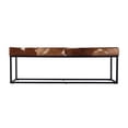 thumbnail image 3 of Beaumont Lane Transitional 54"W Leather-Iron Accent Bench in Brown & White, 3 of 5
