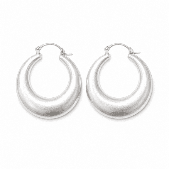 Elanzaa Jewels -Chunky Silver Hoop Earrings - 925 Sterling Silver Polished Dome Latch-Back Hoops