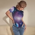 thumbnail image 3 of Balery Planets Stars And Galaxies1 Pattern Women's Short Sleevee Crew Neck Bodysuit Tops Short Sleeve Tops Basic-X-Large, 3 of 7