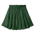 thumbnail image 4 of RUTAYY Women Solid Color Lace Up Skirt High Waist Skirt Pleated Ruffle Fold Skirt Flowy Swing Skirts, 4 of 8