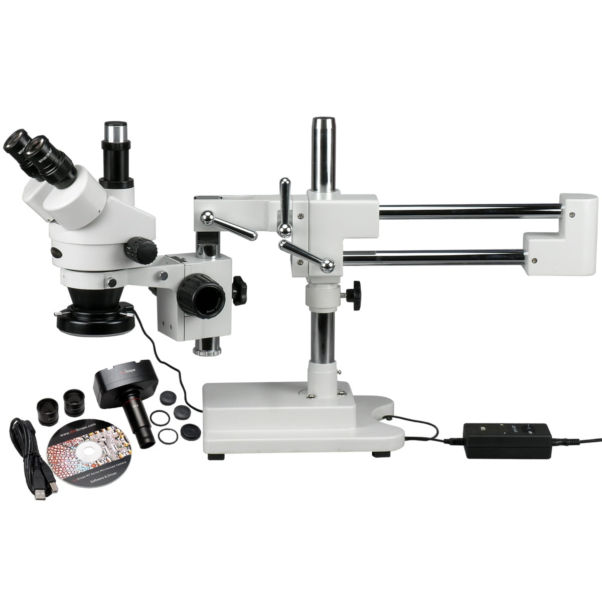 3.5X-90X Narrow Stand Zoom Stereo Microscope+144 LED Ring Light+1.3MP USB Camera 