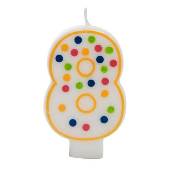 Polka Dot Number "8" Birthday Candle, Shaped like the number 8