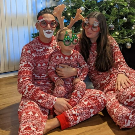 

Fanvereka Christmas Family Matching Deet Pajamas Set Women Kid Sleepwear Nightwear PJS