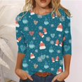 thumbnail image 2 of Tops Navideños Para Mujer Blusas Moda Impreso Camiseta Suelta 3 4 Mangas Cuello Redondo Casual Odeerbi  ODB191437, 2 of 4