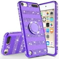 thumbnail image 6 of iPod Touch 7 Case,iPod 7/6/5 Case,Glitter Cute Phone Case Girls with Kickstand - Purple Stripe, 6 of 6