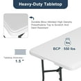 thumbnail image 3 of Kadyn 70.87" Heavy-Duty Plastic Fold-in-Half Table with Carry Handle, Portable Folding Table for Outdoor Picnic, Camping, Backyard, Parties, White (Table Only), 3 of 12