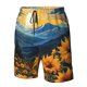 thumbnail image 4 of Balery Elegant Sunset Sunflower Traje de Baño Estilo Hawaiano para Hombre, Shorts de Secado Rápido con Bolsillos-Small, 4 of 6