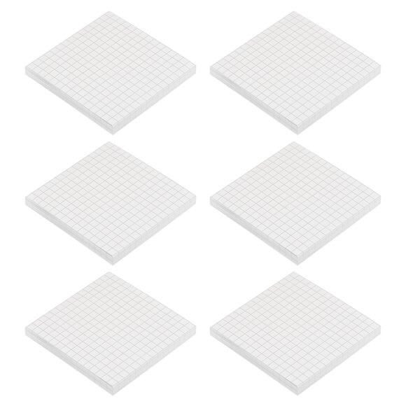 Unique Bargains 3' x 3' Lined Grids Sticky Notes, Self-Stick Memo Pads 480 Sheets, White, 6 Pack