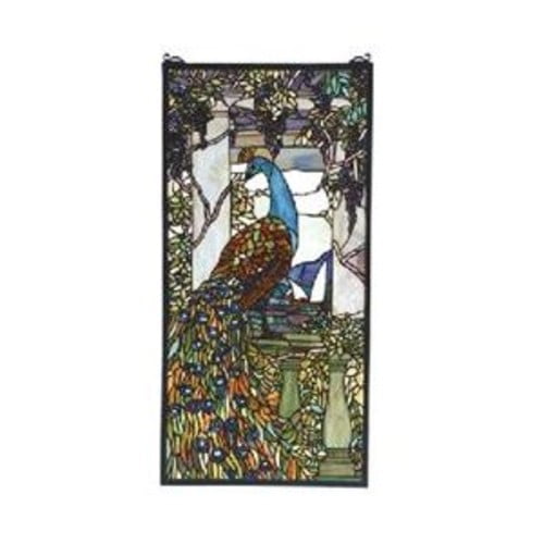 15 in. Peacock Wisteria Stained Glass Window