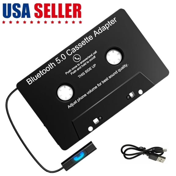 Bluetooth 5.0 Cassette Adapter for Car Audio, Tape Player to AUX/Bluetooth Receiver, Stereo Two Channel Cassette Tape Adapter for Mobile Phones, MP3, iPhone, Android & Music Players