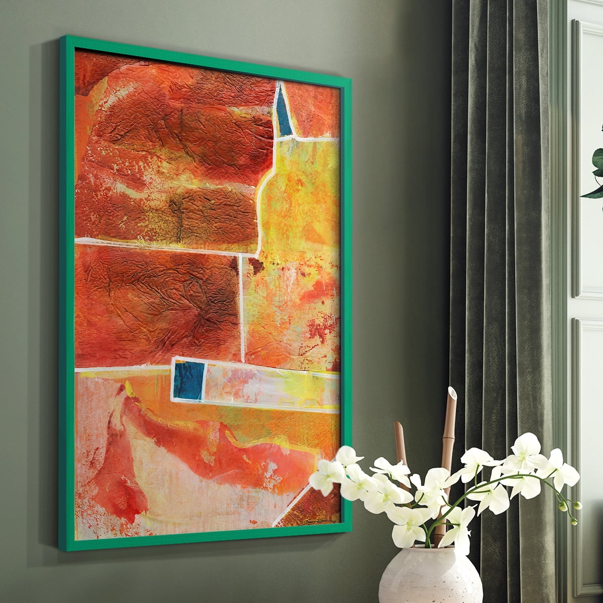 Primary Connection IV in Green Solid Wood 8 x 10 Framed Print