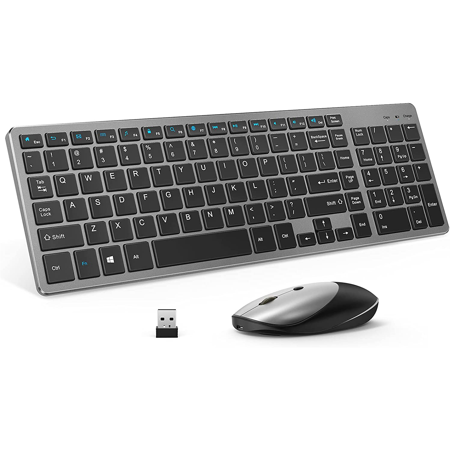 Rechargeable Wireless Keyboard and Mouse Combo, Seenda 2.4GHz Slim Full