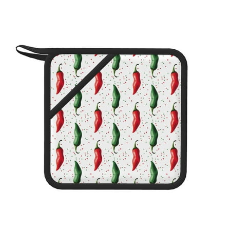 

1 PCS Pot Holders for Kitchen - Heat Resistant Silicone Pot Holders with Hanging Loop bell Pepper Print Non Slip Oven Hot Pads Potholders for Decor Baking Cooking Kitchen