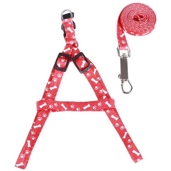Bone Paw Printing Dog Harness with Leash for Puppies, Dogs Cats