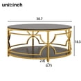 thumbnail image 3 of Modern Round Tempered Glass Coffee Table, Glossy Center Table With Storage Shelf and Gold Metal Frame For Living Room Office Apartment, 3 of 11