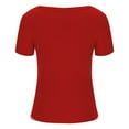 thumbnail image 5 of KBZDBZC T Shirts for Women Women's 2024 Summer Fashion U Low Cut Short Rib Knit Slim Casual Basic T Shirt Womens Tops (Red,XL), 5 of 5