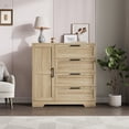 thumbnail image 4 of Studyset Wood Armoire Wardrobe Closet with 4 Drawers and Door,43.3" H Bedroom Wardrobe Cabinet with Hanging Rod,Freestanding Cabinet,Clothing Storage Cabinets,4 Drawers Dresser with Storage Closet, 4 of 7
