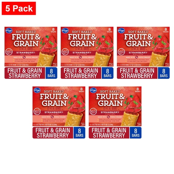 Kroger Fruit and Grain Strawberry Cereal Bars 8 ct / 1.3 oz - 5 Pack