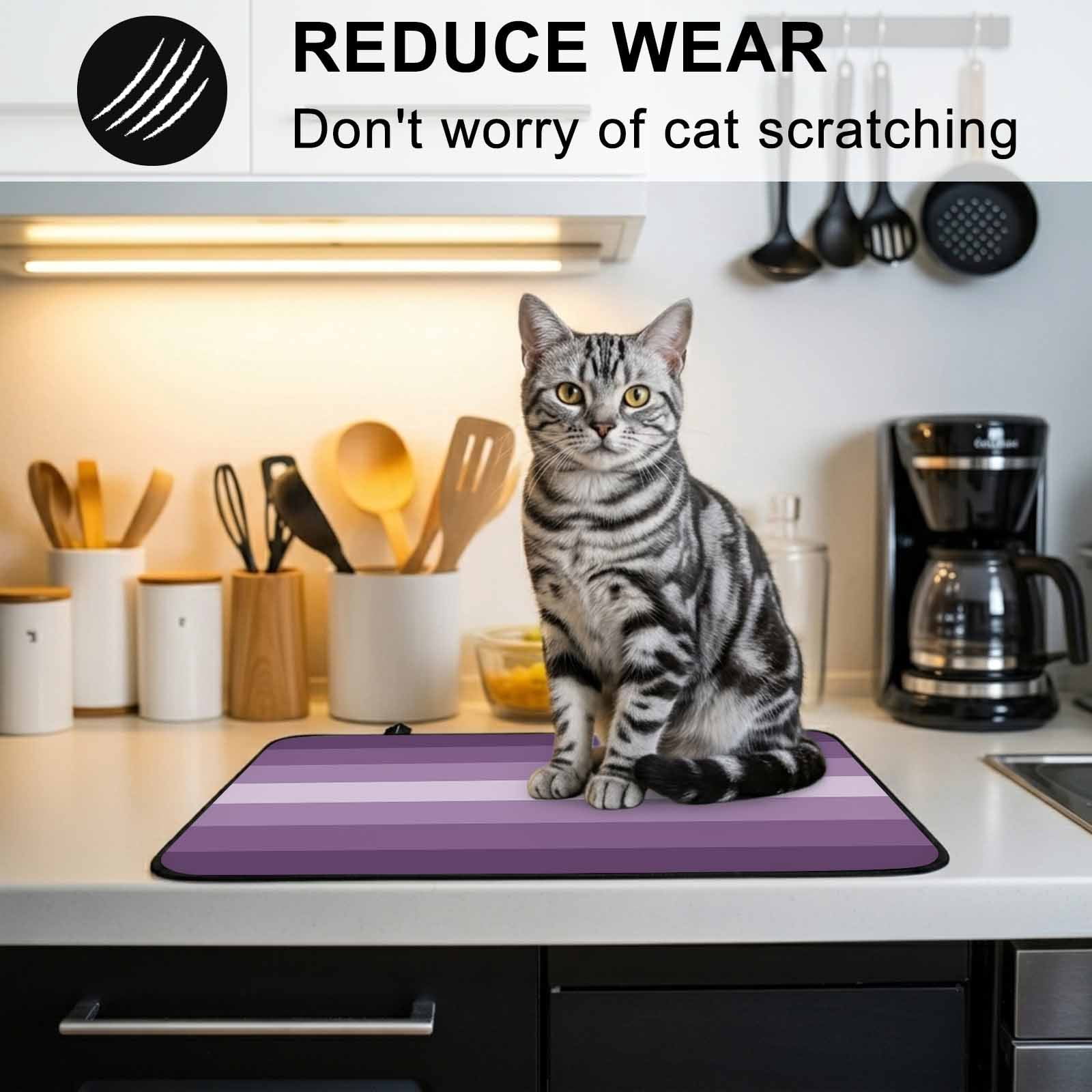 Geometric Purple, Stove Top Cover for Electric Stove, Heat-proof & Non Slip Glass Top Stove Cover Protector, Solid Ombre Geometric Modern Stripe Kitchen Flat Cooktop Rubber Mat 31x24 Inches