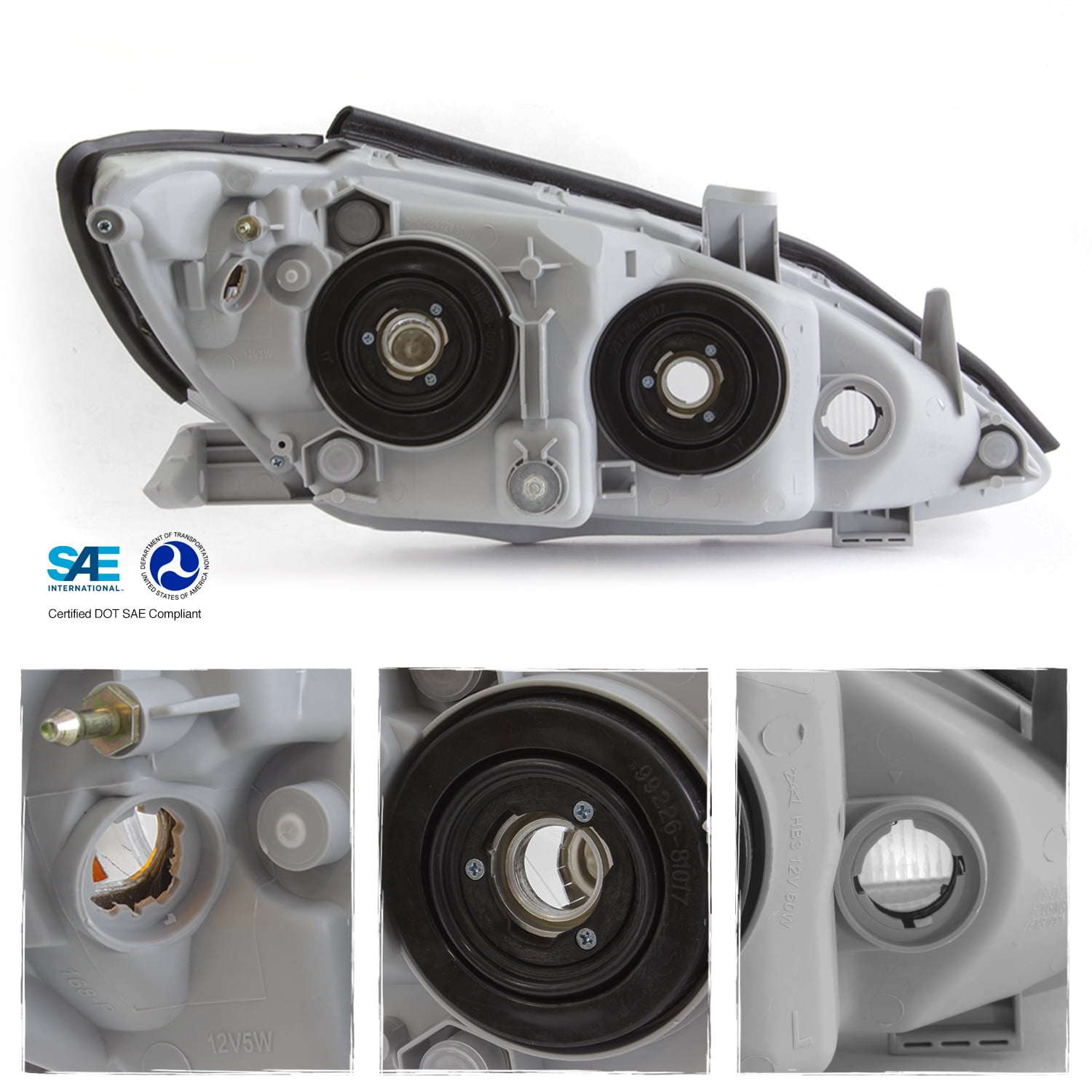 AKKON - Fits 2005 2006 Camry Sedan Halogen Type Chrome Headlights Pair Replacement Left Driver + Right Passenger