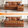 thumbnail image 6 of COPIAE 89” L Shaped Sofa Sleeper, Sectional Sofa Bed with Hidden Storage, Modern Piano Design Pull Out Sofa for Living Room Bedroom, Brown, 6 of 11