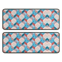 Kitchen Rugs Sets Of 2,Blue Red Checkered Pattern Anti Fatigue Kitchen Mat Rugs Non Slip Washable,Decorative Kitchen Floor Mats for Kitchen,Sink,Laundry,17"x47" 17"x47"