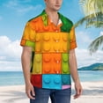 thumbnail image 3 of Fotbe Colorful Building Blocks Camisa Hawaiana para Hombre Unisex – Camisa Casual de Verano con Botones de Manga Corta de Algodón y Lino,Medium, 3 of 7