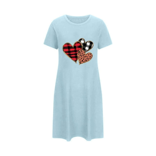 RXMEKW Chemise de Nuit à Manches Courtes Surdimensionnée pour Femmes avec Imprimé Poitrine en Polyester Spandex